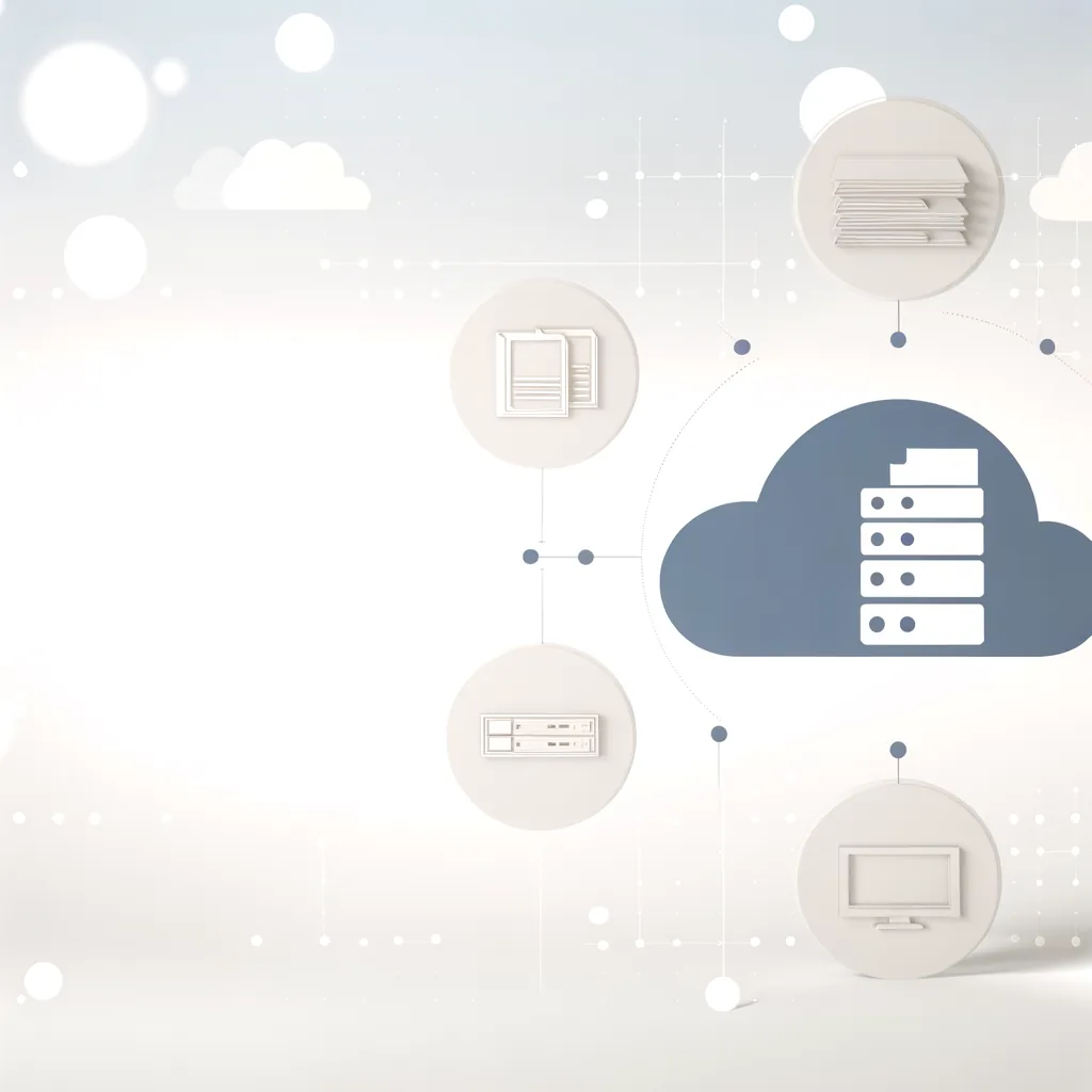 How to Create a Document Management System (6 Steps) 8 Cloud storage diagram linking servers and documents in a document management system