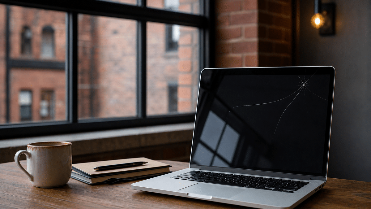 Small Crack on Laptop Screen: Repair or Replace for Durham Businesses? 2 small crack on laptop screen section break